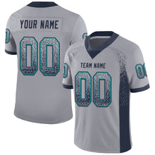 Load image into Gallery viewer, Custom Gray Navy-Teal Mesh Drift Fashion Football Jersey
