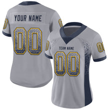 Load image into Gallery viewer, Custom Gray Navy-Gold Mesh Drift Fashion Football Jersey
