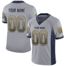 Load image into Gallery viewer, Custom Gray Navy-Gold Mesh Drift Fashion Football Jersey
