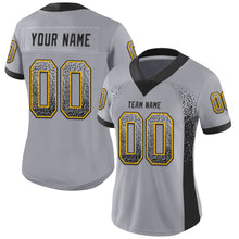 Load image into Gallery viewer, Custom Gray Black-Gold Mesh Drift Fashion Football Jersey
