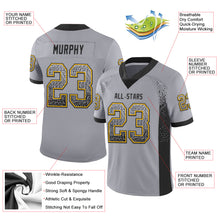 Load image into Gallery viewer, Custom Gray Black-Gold Mesh Drift Fashion Football Jersey
