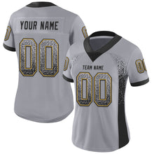 Load image into Gallery viewer, Custom Gray Black-Old Gold Mesh Drift Fashion Football Jersey
