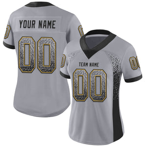 Custom Gray Black-Old Gold Mesh Drift Fashion Football Jersey