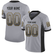 Load image into Gallery viewer, Custom Gray Black-Old Gold Mesh Drift Fashion Football Jersey
