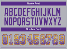 Load image into Gallery viewer, Custom Gray Purple-Gold Mesh Drift Fashion Football Jersey
