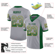 Load image into Gallery viewer, Custom Gray Green-Gold Mesh Drift Fashion Football Jersey
