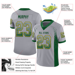 Custom Gray Green-Gold Mesh Drift Fashion Football Jersey