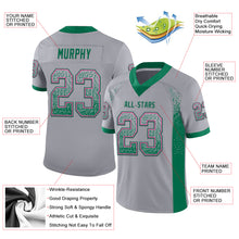 Load image into Gallery viewer, Custom Gray Kelly Green-Pink Mesh Drift Fashion Football Jersey
