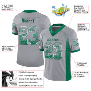 Custom Gray Kelly Green-White Mesh Drift Fashion Football Jersey