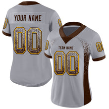 Load image into Gallery viewer, Custom Gray Brown-Gold Mesh Drift Fashion Football Jersey
