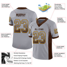 Load image into Gallery viewer, Custom Gray Brown-Gold Mesh Drift Fashion Football Jersey
