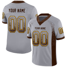 Load image into Gallery viewer, Custom Gray Brown-Gold Mesh Drift Fashion Football Jersey
