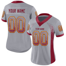 Load image into Gallery viewer, Custom Gray Crimson-Gold Mesh Drift Fashion Football Jersey
