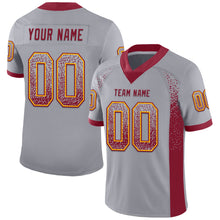 Load image into Gallery viewer, Custom Gray Crimson-Gold Mesh Drift Fashion Football Jersey
