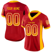 Load image into Gallery viewer, Custom Red Gold-White Mesh Drift Fashion Football Jersey
