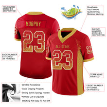 Load image into Gallery viewer, Custom Red Old Gold-White Mesh Drift Fashion Football Jersey
