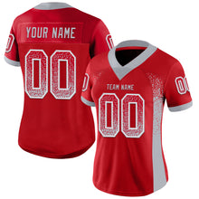 Load image into Gallery viewer, Custom Red Gray-White Mesh Drift Fashion Football Jersey
