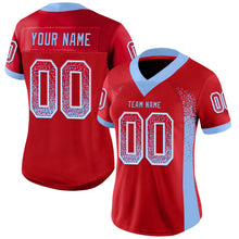 Load image into Gallery viewer, Custom Red Light Blue-White Mesh Drift Fashion Football Jersey
