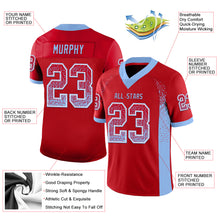 Load image into Gallery viewer, Custom Red Light Blue-White Mesh Drift Fashion Football Jersey
