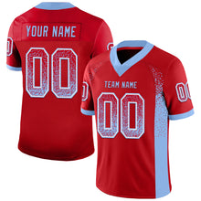 Load image into Gallery viewer, Custom Red Light Blue-White Mesh Drift Fashion Football Jersey
