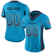 Load image into Gallery viewer, Custom Panther Blue Navy-White Mesh Drift Fashion Football Jersey
