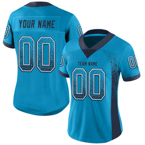 Custom Panther Blue Navy-White Mesh Drift Fashion Football Jersey