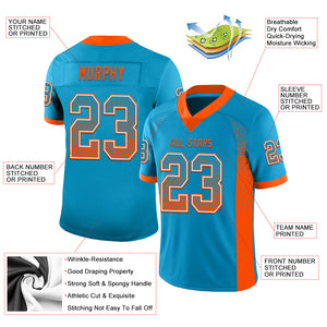 Custom Panther Blue Orange-White Mesh Drift Fashion Football Jersey