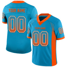 Load image into Gallery viewer, Custom Panther Blue Orange-White Mesh Drift Fashion Football Jersey
