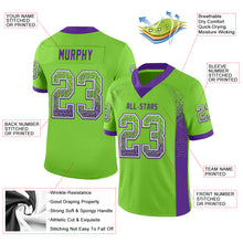 Load image into Gallery viewer, Custom Neon Green Purple-White Mesh Drift Fashion Football Jersey
