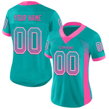 Load image into Gallery viewer, Custom Aqua Pink-White Mesh Drift Fashion Football Jersey
