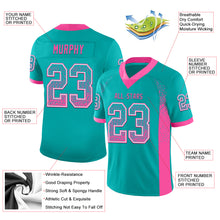 Load image into Gallery viewer, Custom Aqua Pink-White Mesh Drift Fashion Football Jersey
