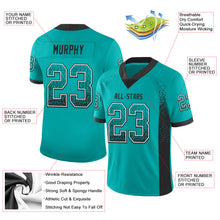 Load image into Gallery viewer, Custom Aqua Black-White Mesh Drift Fashion Football Jersey
