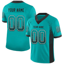 Load image into Gallery viewer, Custom Aqua Black-White Mesh Drift Fashion Football Jersey
