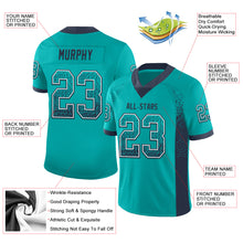 Load image into Gallery viewer, Custom Aqua Navy-White Mesh Drift Fashion Football Jersey
