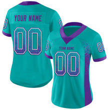 Load image into Gallery viewer, Custom Aqua Purple-White Mesh Drift Fashion Football Jersey
