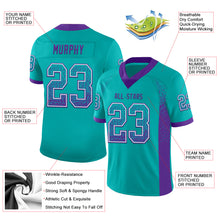 Load image into Gallery viewer, Custom Aqua Purple-White Mesh Drift Fashion Football Jersey
