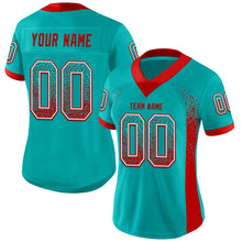 Load image into Gallery viewer, Custom Aqua Red-White Mesh Drift Fashion Football Jersey
