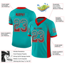 Load image into Gallery viewer, Custom Aqua Red-White Mesh Drift Fashion Football Jersey
