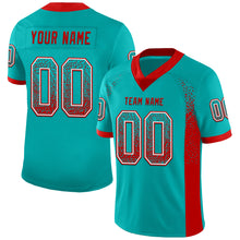 Load image into Gallery viewer, Custom Aqua Red-White Mesh Drift Fashion Football Jersey
