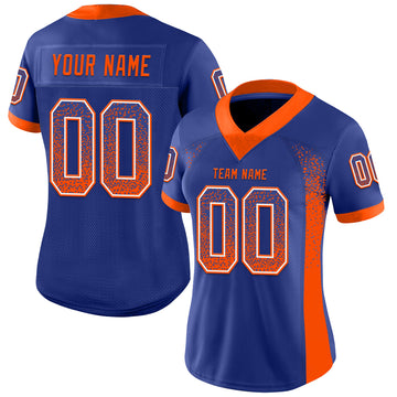 Custom Royal Orange-White Mesh Drift Fashion Football Jersey