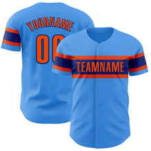 Load image into Gallery viewer, Custom Electric Blue Orange-Royal Authentic Baseball Jersey
