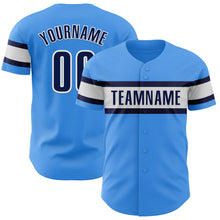 Load image into Gallery viewer, Custom Electric Blue Navy-White Authentic Baseball Jersey
