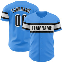 Load image into Gallery viewer, Custom Electric Blue Black-White Authentic Baseball Jersey
