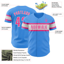 Load image into Gallery viewer, Custom Electric Blue Pink-White Authentic Baseball Jersey
