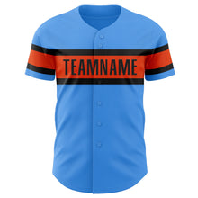 Load image into Gallery viewer, Custom Electric Blue Orange-Black Authentic Baseball Jersey
