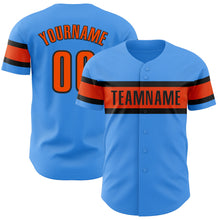 Load image into Gallery viewer, Custom Electric Blue Orange-Black Authentic Baseball Jersey
