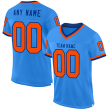 Load image into Gallery viewer, Custom Powder Blue Orange-Royal Mesh Authentic Throwback Football Jersey
