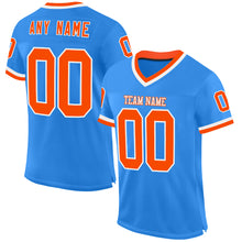 Load image into Gallery viewer, Custom Powder Blue Orange-White Mesh Authentic Throwback Football Jersey
