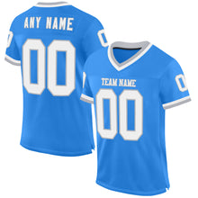 Load image into Gallery viewer, Custom Powder Blue White-Gray Mesh Authentic Throwback Football Jersey
