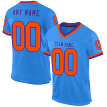 Load image into Gallery viewer, Custom Powder Blue Orange-Purple Mesh Authentic Throwback Football Jersey
